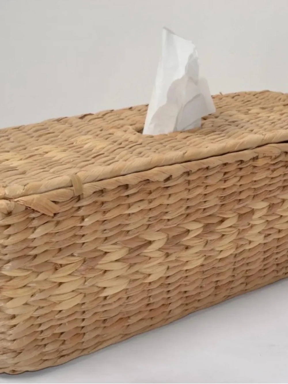 Vintage natural Fiber Hand Woven Rattan 3 section Woven Basket organizer w/Cover